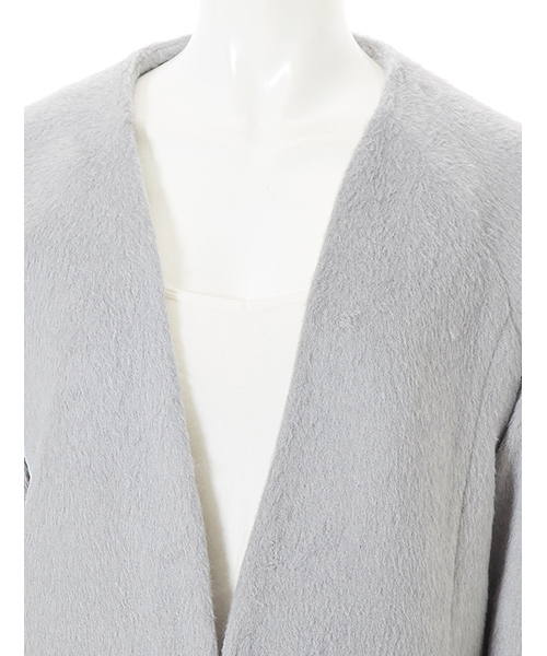 fifth（フィフス）の「ポケットファーシャギーコート（ノーカラージャケット・レディース・ブラック/ベージュ/グレー/チャコールグレー/スモークピンク・LARGE/MEDIUM）」の22枚目の写真