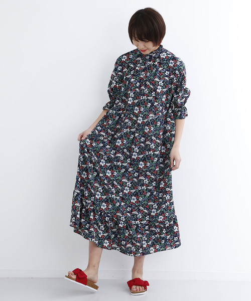 MERLOT（メルロー）の「花柄キャンディスリーブワンピース1473（ワンピース・レディース・ブラック/グリーン/ホワイト・FREE）」の7枚目の写真