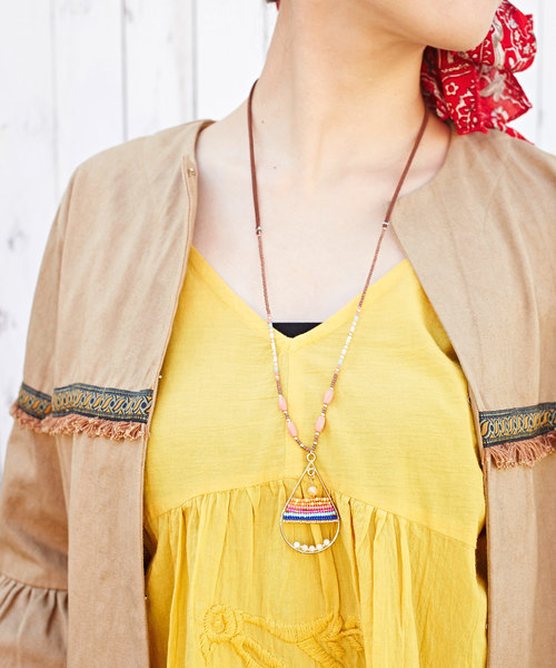 チャイハネ(チャイハネ)の「【チャイハネ】ドロップビーズネックレス(ネックレス・レディース・ブルー/レインボー/アクア・FREE)」の7枚目の写真