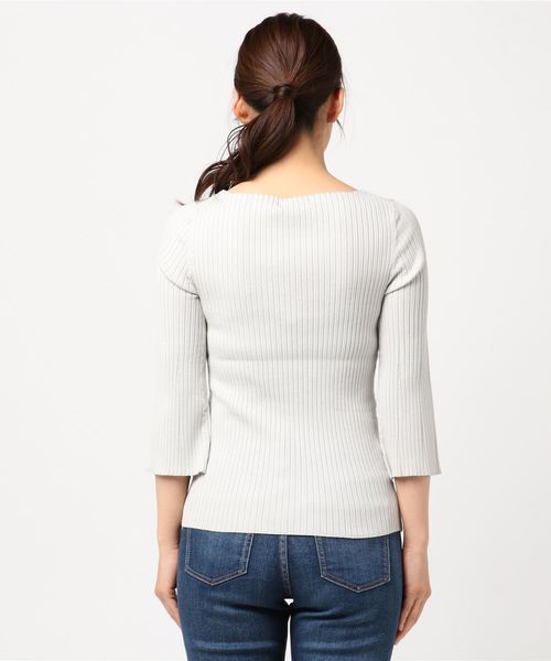 un dix cors（アンディコール）の「ワイドリブフレアスリーブニット（ニット/セーター・レディース・ライトグレー/ネイビー/ピンク・ﾌﾘ-）」の4枚目の写真