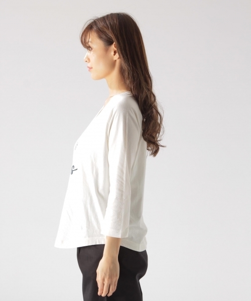 BAYFLOW(ベイフロー)の「BAYFLOW/ラグランプリントT 18SS(Tシャツ/カットソー・レディース・カーキ/ネイビー/ホワイト・MEDIUM/SMALL)」の5枚目の写真