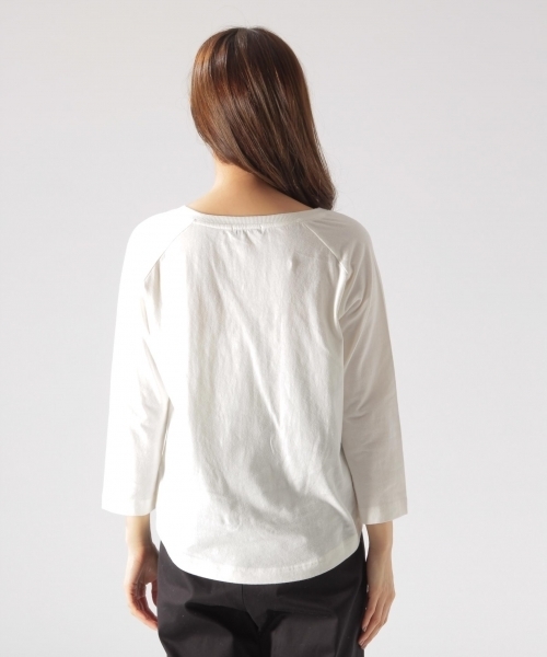 BAYFLOW(ベイフロー)の「BAYFLOW/ラグランプリントT 18SS(Tシャツ/カットソー・レディース・カーキ/ネイビー/ホワイト・MEDIUM/SMALL)」の6枚目の写真