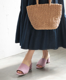 SESTO | 屈曲するアウトソールで足にフィット＆ふわふわ低反発インソール!スクエアトゥのチャンキーヒールミュール/スリッパサンダル(サンダル)