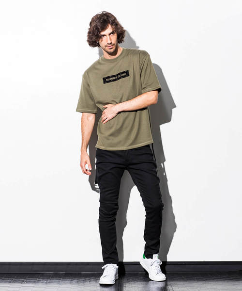 NUMBER (N)INE DENIM(ナンバーナインデニム)の「NUMBER (N)INE DENIM(ナンバーナインデニム)サイドテープ付フロントロゴビッグTシャツ(Tシャツ/カットソー・メンズ・ブラック/グレー/カーキ・SMALL/MEDIUM/LARGE)」の5枚目の写真