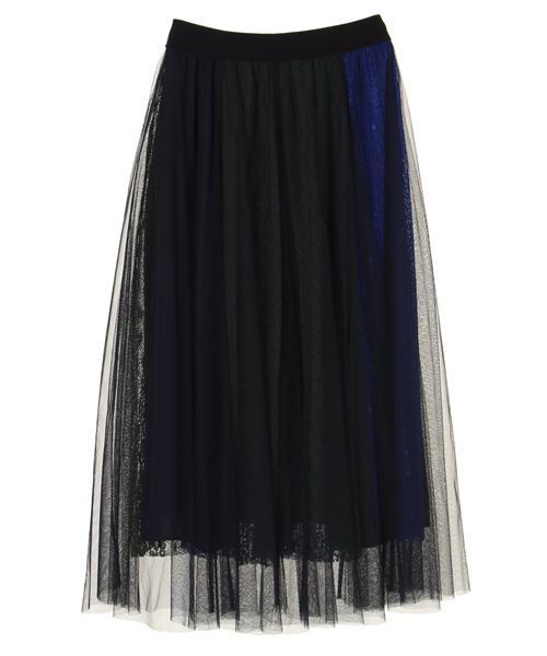 Editt by YECCA VECCA（エディットバイイェッカヴェッカ）の「ブロッキングレース×チュールスカート（スカート・レディース・ブラウン/グリーン・FREE）」の8枚目の写真