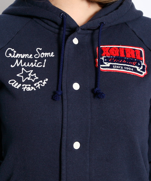 X-girl(エックスガール)の「PATCHED SWEAT JACKET(パーカー・レディース・アッシュグレー/グリーン/ネイビー・1/2)」の7枚目の写真