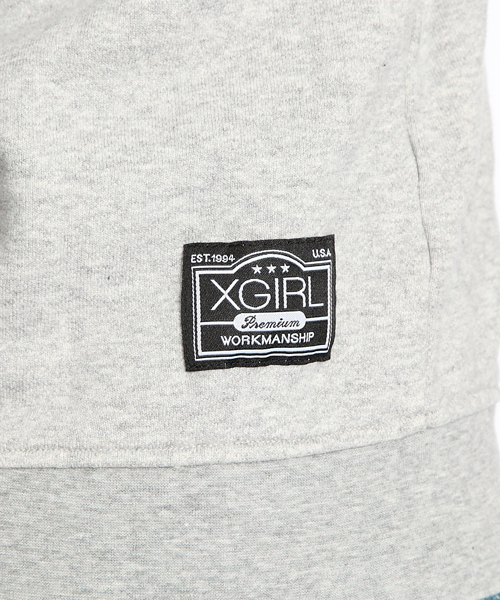 X-girl(エックスガール)の「PATCHED SWEAT JACKET(パーカー・レディース・アッシュグレー/グリーン/ネイビー・1/2)」の10枚目の写真