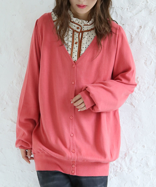 n'OrLABEL（ノアールレーベル）の「『シンプルVネックカーデ』（カーディガン/ボレロ・レディース・チャコールグレー/ブラック/アッシュブラウン/ネイビー/レッド/カーキ/杢グレー/グリーン系その他/ブルー系その他/レッド系その他/ロイヤルブルー/ワイン/ターメリック/コーラルピンク/オートミール/ブルー系その他2/スモークピンク/ライトブルー/イエロー/スカイブルー/オレンジ系その他/ラベンダー/マジェンタ/グレイッシュブルー・1/2）」の19枚目の写真