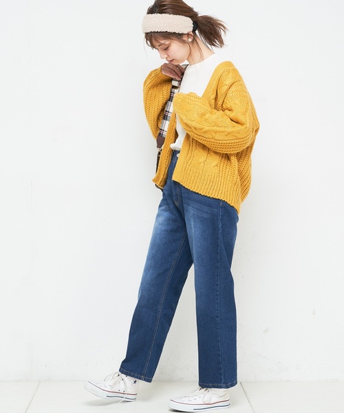 natural couture（ナチュラルクチュール）の「ケーブル柄カーデ（カーディガン/ボレロ・レディース・イエロー/アイボリー/ボルドー/モカ・FREE）」の15枚目の写真