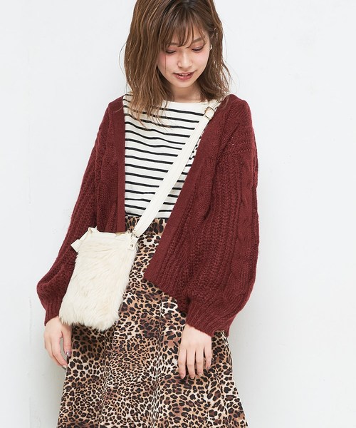 natural couture（ナチュラルクチュール）の「ケーブル柄カーデ（カーディガン/ボレロ・レディース・イエロー/アイボリー/ボルドー/モカ・FREE）」の19枚目の写真