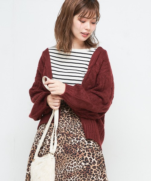 natural couture（ナチュラルクチュール）の「ケーブル柄カーデ（カーディガン/ボレロ・レディース・イエロー/アイボリー/ボルドー/モカ・FREE）」の20枚目の写真