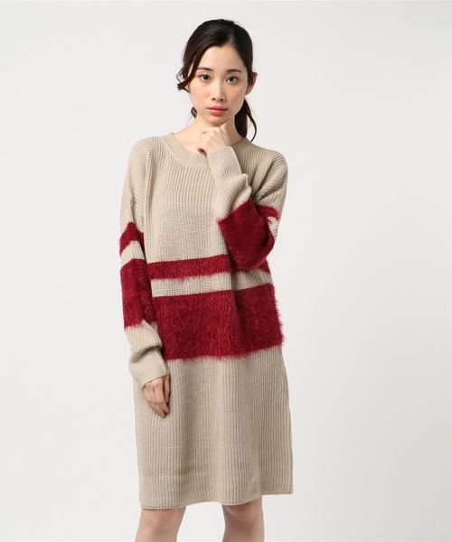 配色ニットワンピース ワンピース Geera ジーラ のファッション ワンピース セール