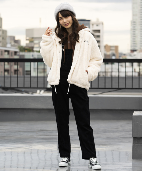 WEGO（ウィゴー）の「WEGO/ボアコーチジャケット（ブルゾン・レディース・ホワイト/ブラック/ピンク・FREE）」の4枚目の写真