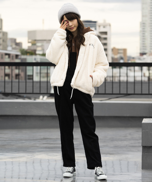 WEGO（ウィゴー）の「WEGO/ボアコーチジャケット（ブルゾン・レディース・ホワイト/ブラック/ピンク・FREE）」の5枚目の写真