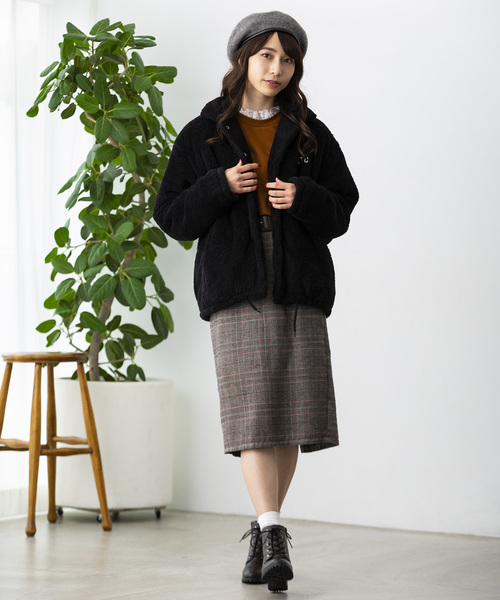 WEGO（ウィゴー）の「WEGO/ボアコーチジャケット（ブルゾン・レディース・ホワイト/ブラック/ピンク・FREE）」の8枚目の写真