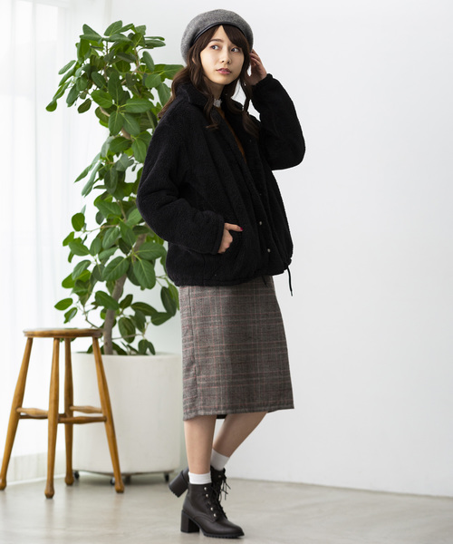 WEGO（ウィゴー）の「WEGO/ボアコーチジャケット（ブルゾン・レディース・ホワイト/ブラック/ピンク・FREE）」の10枚目の写真