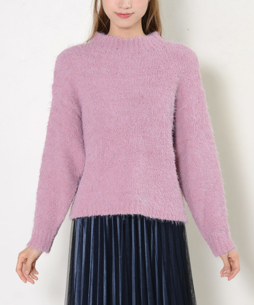 shopnikoniko(ショップニコニコ)の「フェザーモールモックネックニット(ニット/セーター・レディース・ブルー/グレイッシュベージュ/アイボリー/パープル・フリー)」の13枚目の写真