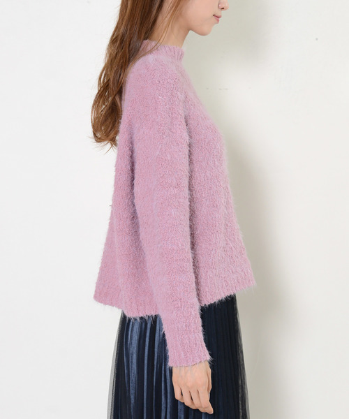 shopnikoniko(ショップニコニコ)の「フェザーモールモックネックニット(ニット/セーター・レディース・ブルー/グレイッシュベージュ/アイボリー/パープル・フリー)」の18枚目の写真