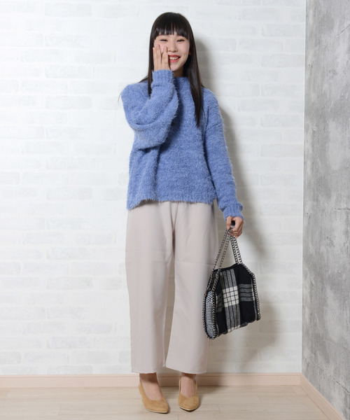 shopnikoniko(ショップニコニコ)の「フェザーモールモックネックニット(ニット/セーター・レディース・ブルー/グレイッシュベージュ/アイボリー/パープル・フリー)」の17枚目の写真