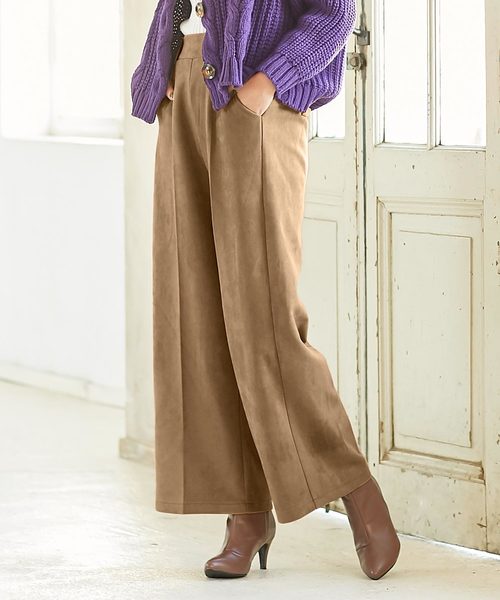 KOBE LETTUCE(コウベレタス)の「フェイクスエードワイドパンツ(その他パンツ・レディース・チャコールグレー/ブラック/ベージュ/アイボリー/ライトピンク/グレー系その他2/ホワイト系その他/グレー系その他/ベージュ系その他/ピンク系その他/オリーブ・FREE/M/L)」の14枚目の写真