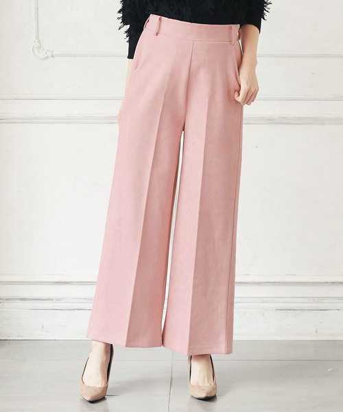 KOBE LETTUCE(コウベレタス)の「フェイクスエードワイドパンツ(その他パンツ・レディース・チャコールグレー/ブラック/ベージュ/アイボリー/ライトピンク/グレー系その他2/ホワイト系その他/グレー系その他/ベージュ系その他/ピンク系その他/オリーブ・FREE/M/L)」の11枚目の写真