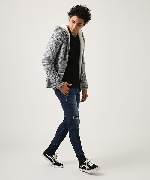 AZUL by MOUSSY ドビーデニム スリムジョガーリメイクパンツ M