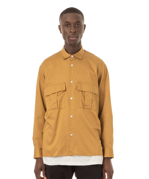 Sandinista(サンディニスタ)の「Military Sateen Shirt / サテンミリタリーシャツ(シャツ/ブラウス・メンズ・ブラック/オリーブ/その他1・SMALL/MEDIUM/LARGE)」の2枚目の写真