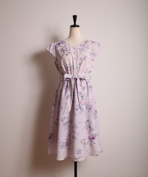 tocco closet トッコクローゼット フレッシュブーケ ワンピース L 彼の視線を引き寄せるチェック×カラフルフラワープリントワンピース