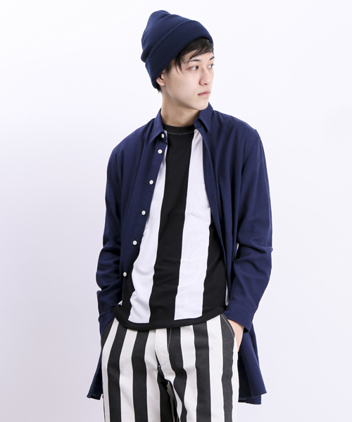 WEGO（ウィゴー）の「WEGO/ロングシャツ（シャツ/ブラウス・メンズ・ネイビー/グレー・MEDIUM/LARGE）」の3枚目の写真