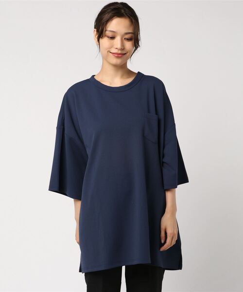 Bling Leads（ブリングリーズ）の「【Bl】梨地　ビッグシルエット半袖Tシャツ（Tシャツ/カットソー・レディース・ホワイト/ブラック/ベージュ/ネイビー/ブラウン/チャコールグレー/グレイッシュベージュ/ブルー/ライトグレー/チャコール/ミント・MEDIUM/LARGE）」の10枚目の写真