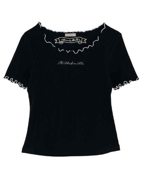 axes femme POETIQUE(アクシーズファムポエティック)の「バイカラーメローロゴTシャツ(Tシャツ/カットソー・レディース・ホワイト/ブラック/ラベンダー・MEDIUM)」の2枚目の写真