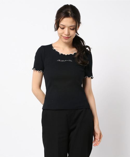 axes femme POETIQUE(アクシーズファムポエティック)の「バイカラーメローロゴTシャツ(Tシャツ/カットソー・レディース・ホワイト/ブラック/ラベンダー・MEDIUM)」の5枚目の写真