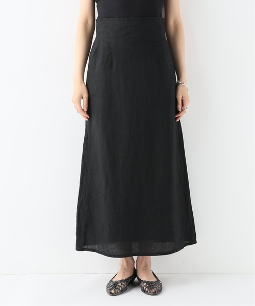 CITYSHOP(シティーショップ)の「リネンハイウエストスカート(スカート・レディース・ブラック・38/36)」の3枚目の写真