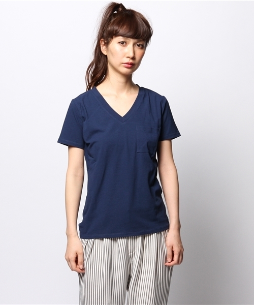 ROSE BUD(ローズバッド)の「LCTT-14197 V/N S/S PKT-T(Tシャツ/カットソー・レディース・ホワイト/ブラック/サンドベージュ/ネイビー・ONE SIZE)」の8枚目の写真