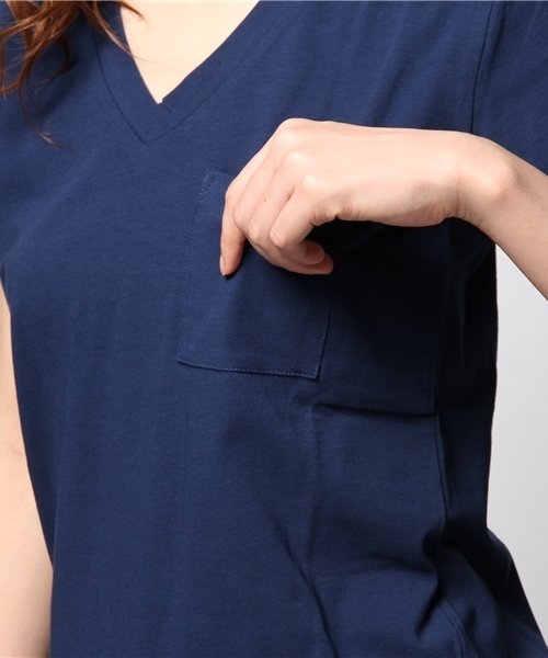 ROSE BUD(ローズバッド)の「LCTT-14197 V/N S/S PKT-T(Tシャツ/カットソー・レディース・ホワイト/ブラック/サンドベージュ/ネイビー・ONE SIZE)」の10枚目の写真