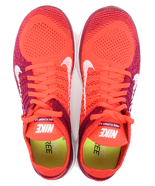 NIKE（ナイキ）の「ウィメンズ ナイキ フリー フライニット WMNS NIKE FREE 4.0 FLYKNIT 631050-616（スニーカー・レディース・レッド・24.5cm/24cm/23.5cm/23cm）」の6枚目の写真
