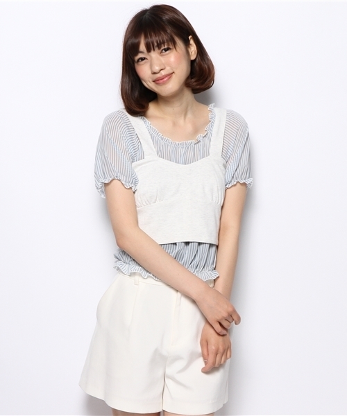 Chico(チコ)の「ビスチェ付ストライプチュニック(シャツ/ブラウス・レディース・ブルー/ブラック・FREE)」の11枚目の写真