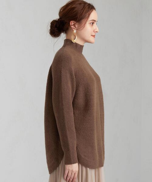 green label relaxing（グリーンレーベルリラクシング）の「CFC スソ ラウンド ハイネック プルオーバー ニット（ニット/セーター・レディース・ライム/ブラウン/オフホワイト・FREE）」の11枚目の写真