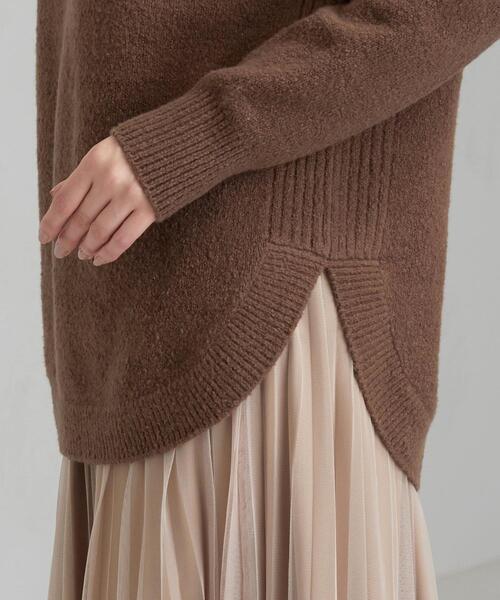 green label relaxing（グリーンレーベルリラクシング）の「CFC スソ ラウンド ハイネック プルオーバー ニット（ニット/セーター・レディース・ライム/ブラウン/オフホワイト・FREE）」の8枚目の写真