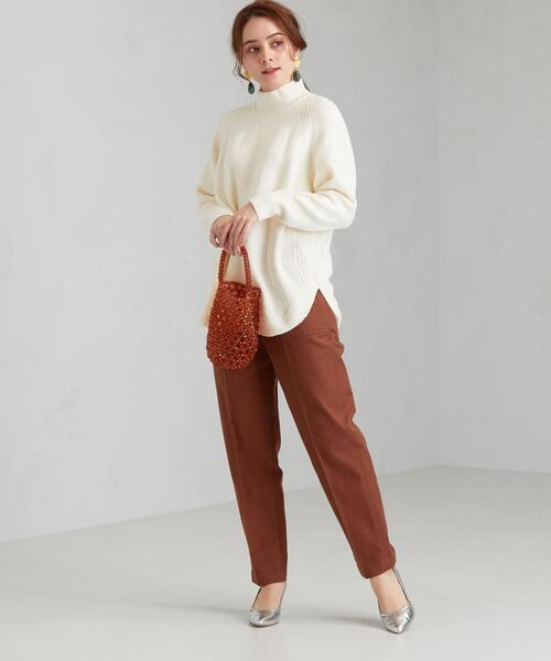 green label relaxing（グリーンレーベルリラクシング）の「CFC スソ ラウンド ハイネック プルオーバー ニット（ニット/セーター・レディース・ライム/ブラウン/オフホワイト・FREE）」の5枚目の写真