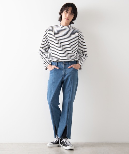 WEGO（ウィゴー）の「WEGO/モックネックポンチビッグシルエットプルオーバー（Tシャツ/カットソー・メンズ・ホワイト/ホワイト系その他5/ブラック・MEDIUM/LARGE）」の13枚目の写真