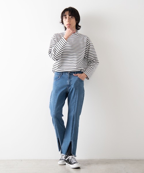 WEGO（ウィゴー）の「WEGO/モックネックポンチビッグシルエットプルオーバー（Tシャツ/カットソー・メンズ・ホワイト/ホワイト系その他5/ブラック・MEDIUM/LARGE）」の15枚目の写真