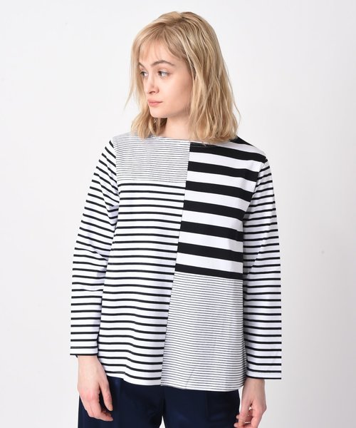 RAW FUDGE（ローファッジ）の「ランダムボーダー切替プルオーバー（Tシャツ/カットソー・レディース・ブラック/キャメル・M）」の3枚目の写真