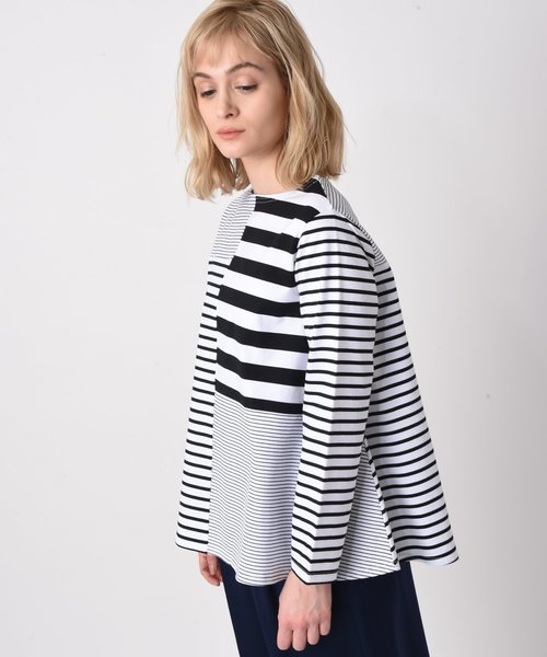 RAW FUDGE（ローファッジ）の「ランダムボーダー切替プルオーバー（Tシャツ/カットソー・レディース・ブラック/キャメル・M）」の5枚目の写真