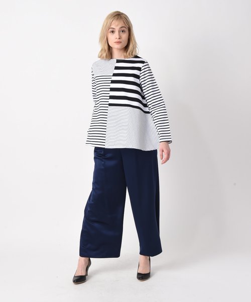 RAW FUDGE（ローファッジ）の「ランダムボーダー切替プルオーバー（Tシャツ/カットソー・レディース・ブラック/キャメル・M）」の9枚目の写真