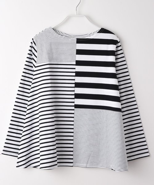 RAW FUDGE（ローファッジ）の「ランダムボーダー切替プルオーバー（Tシャツ/カットソー・レディース・ブラック/キャメル・M）」の15枚目の写真