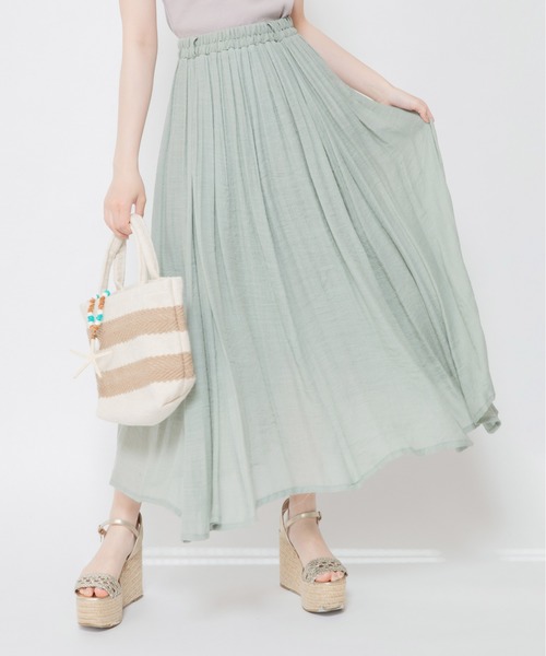 Mysa&Liina(ミーサリーナ)の「スラブフレアスカート(スカート・レディース・ネイビー/ピンク/ミント/グレイッシュベージュ・M)」の3枚目の写真