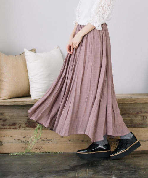 Mysa&Liina(ミーサリーナ)の「スラブフレアスカート(スカート・レディース・ネイビー/ピンク/ミント/グレイッシュベージュ・M)」の12枚目の写真