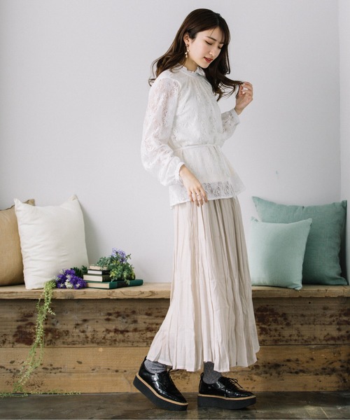 Mysa&Liina(ミーサリーナ)の「スラブフレアスカート(スカート・レディース・ネイビー/ピンク/ミント/グレイッシュベージュ・M)」の5枚目の写真