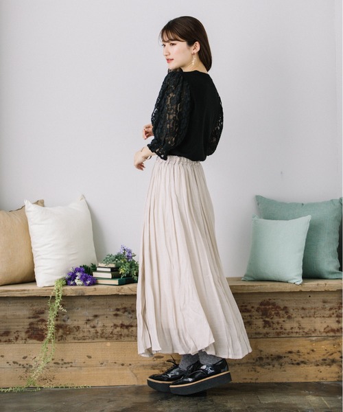 Mysa&Liina(ミーサリーナ)の「スラブフレアスカート(スカート・レディース・ネイビー/ピンク/ミント/グレイッシュベージュ・M)」の7枚目の写真